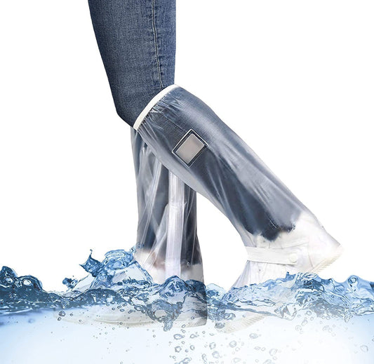 PVC Clear Outdoor Waterproof Shoe Covers 11.8" for Men Women. Pack of 4 Shoe Covers Reusable Waterproof 2 Pairs; Waterproof Boot Covers for Women Men; PVC Shoe Covers for Rain